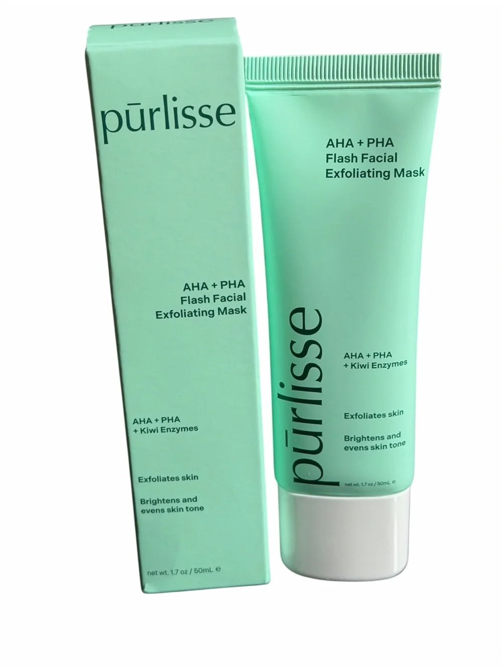 Purlisse AHA + PHA Flash Facial Exfoliating Mask - Mint Green BNIB